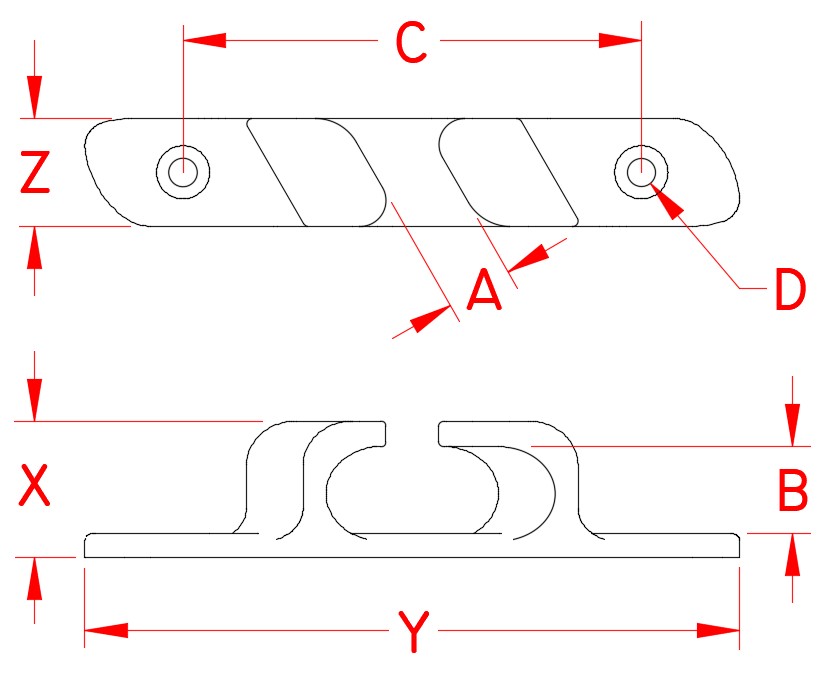 Stainless Steel Bow Chocks, S3304-0000, S3306-0000, Line Drawing